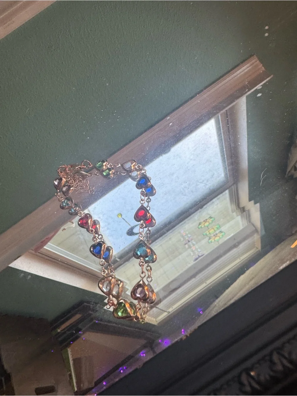 Gold-Tone Multicolor Heart Link Bracelet - Women Jewelry